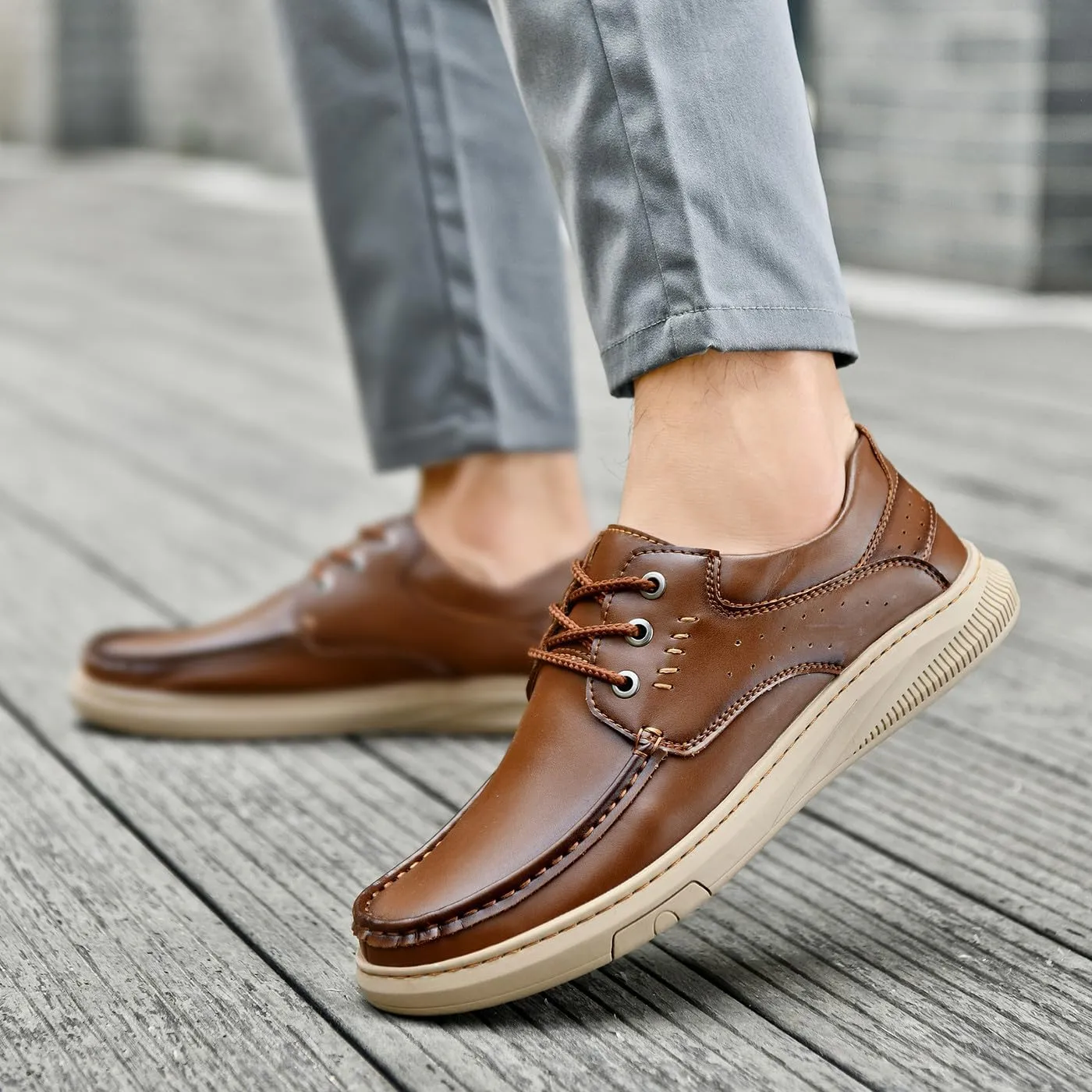 Men's Casual Genuine Leather Flats Soft Driving Walking Loafer Shoes