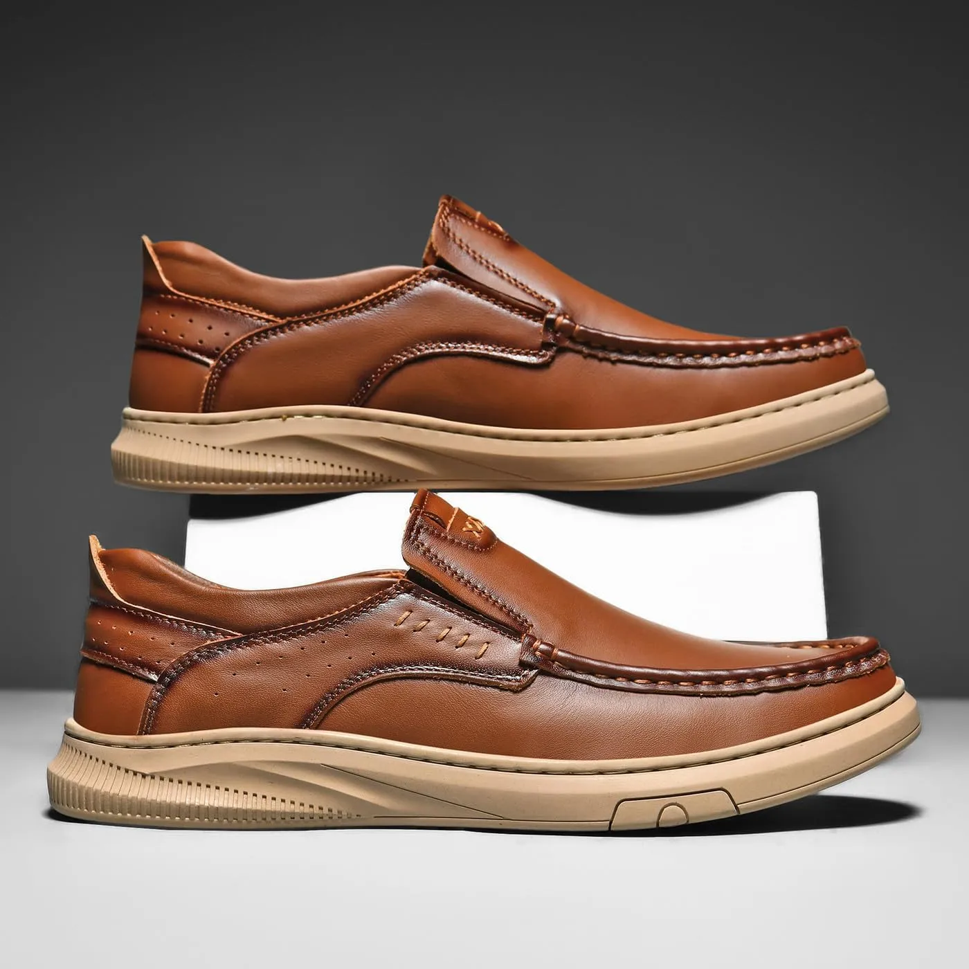 Men's Casual Genuine Leather Flats Soft Driving Walking Loafer Shoes
