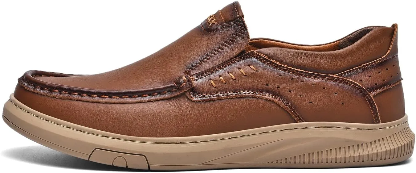 Men's Casual Genuine Leather Flats Soft Driving Walking Loafer Shoes