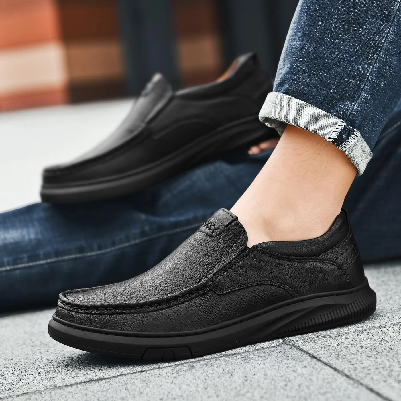 Men's Casual Genuine Leather Flats Soft Driving Walking Loafer Shoes