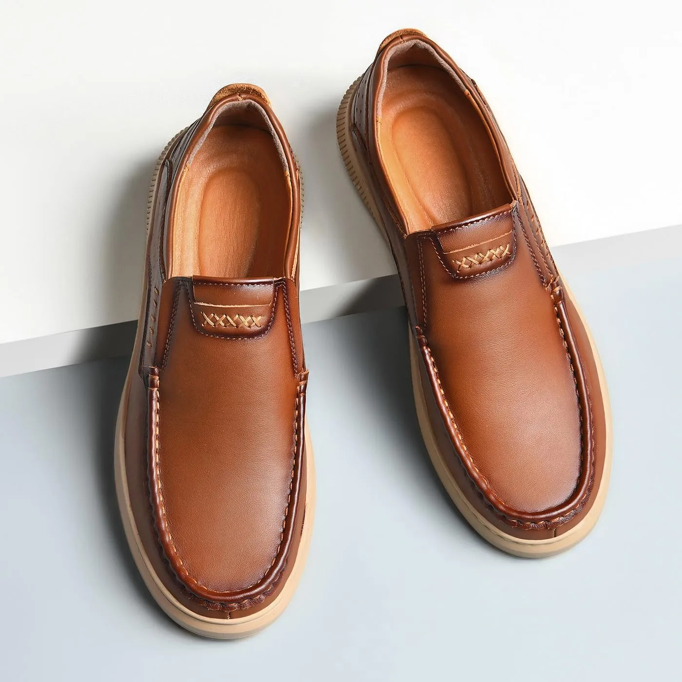 Men's Casual Genuine Leather Flats Soft Driving Walking Loafer Shoes