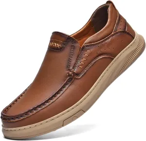 Men's Casual Genuine Leather Flats Soft Driving Walking Loafer Shoes
