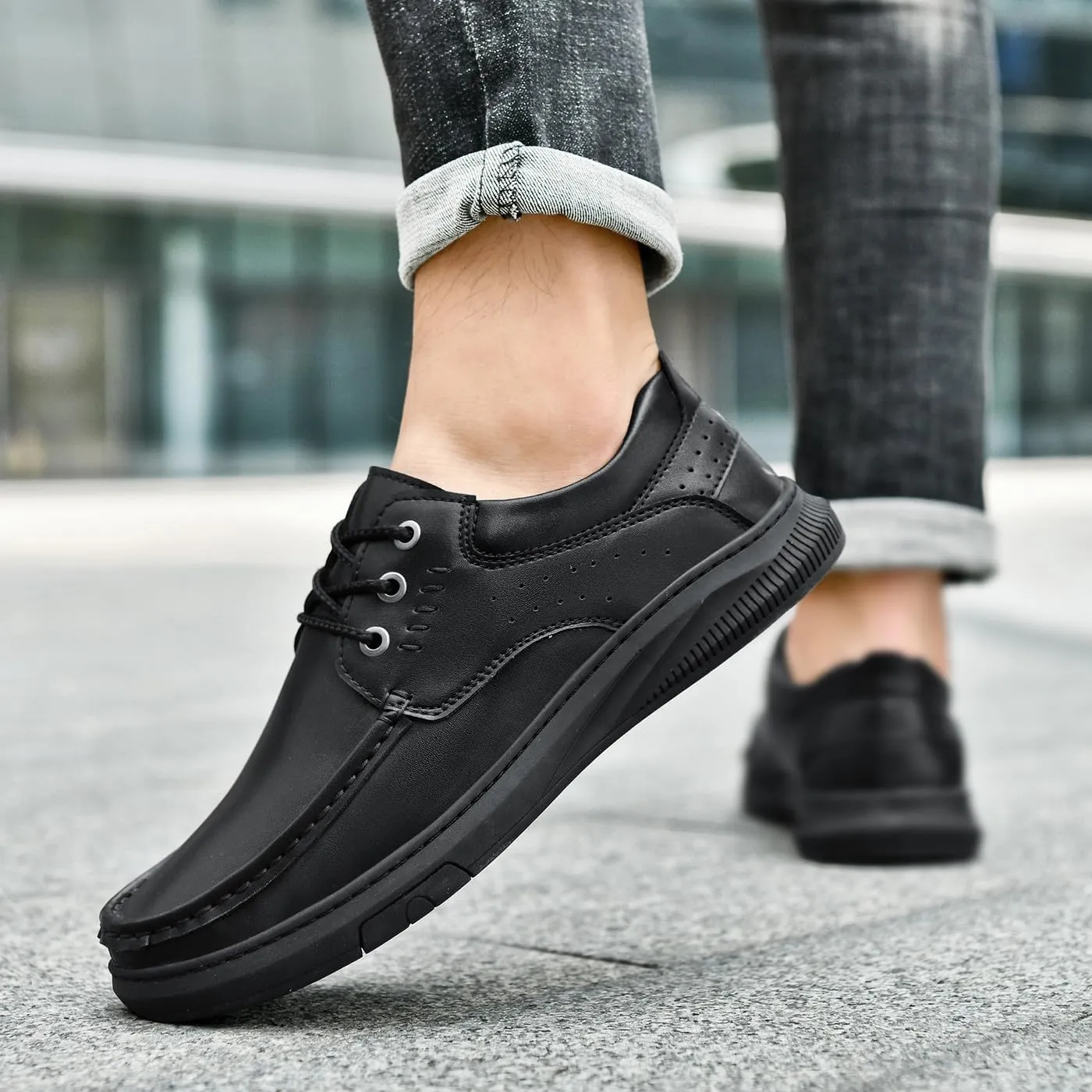 Men's Casual Genuine Leather Flats Soft Driving Walking Loafer Shoes