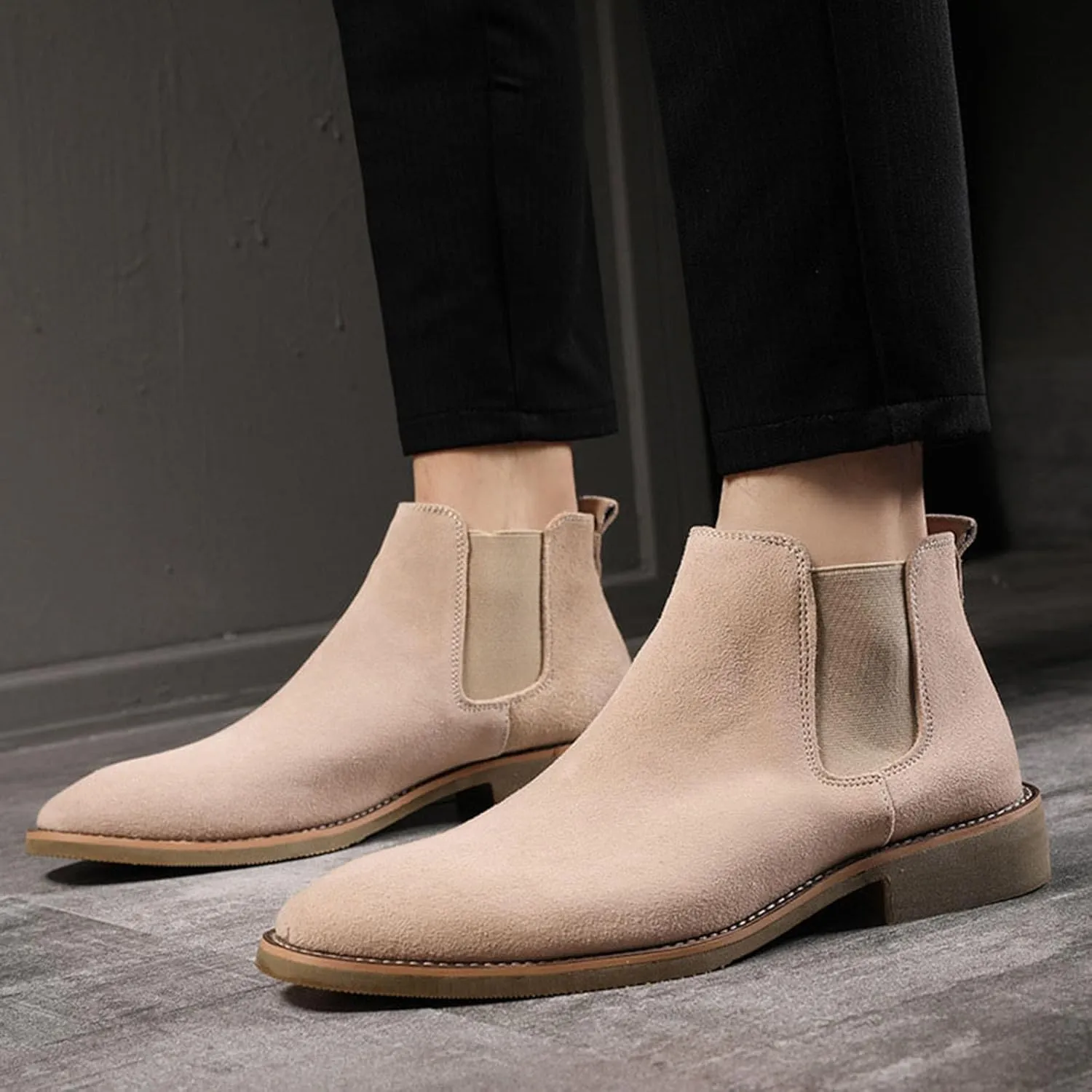 Men'S Chelsea Boots Casual Comfortable Slip-On Dress Men Ankle Fashion Boot Suede Boots for Men