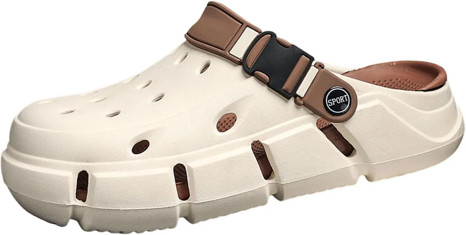 Men's Comfortable Slip-On Slippers Breathable Lightweight Casual Clogs for Indoor Outdoor Walking Beach Garden