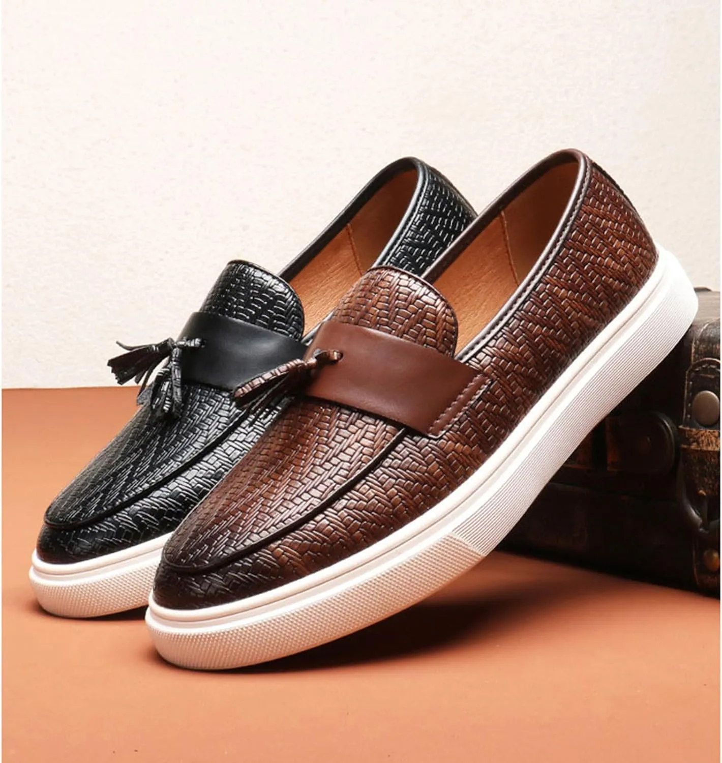 Men's Dress Penny Loafers, Mens Business Formal Leather Loafer Shoes, Casual Stylish Slip on Wedding Shoe for Men