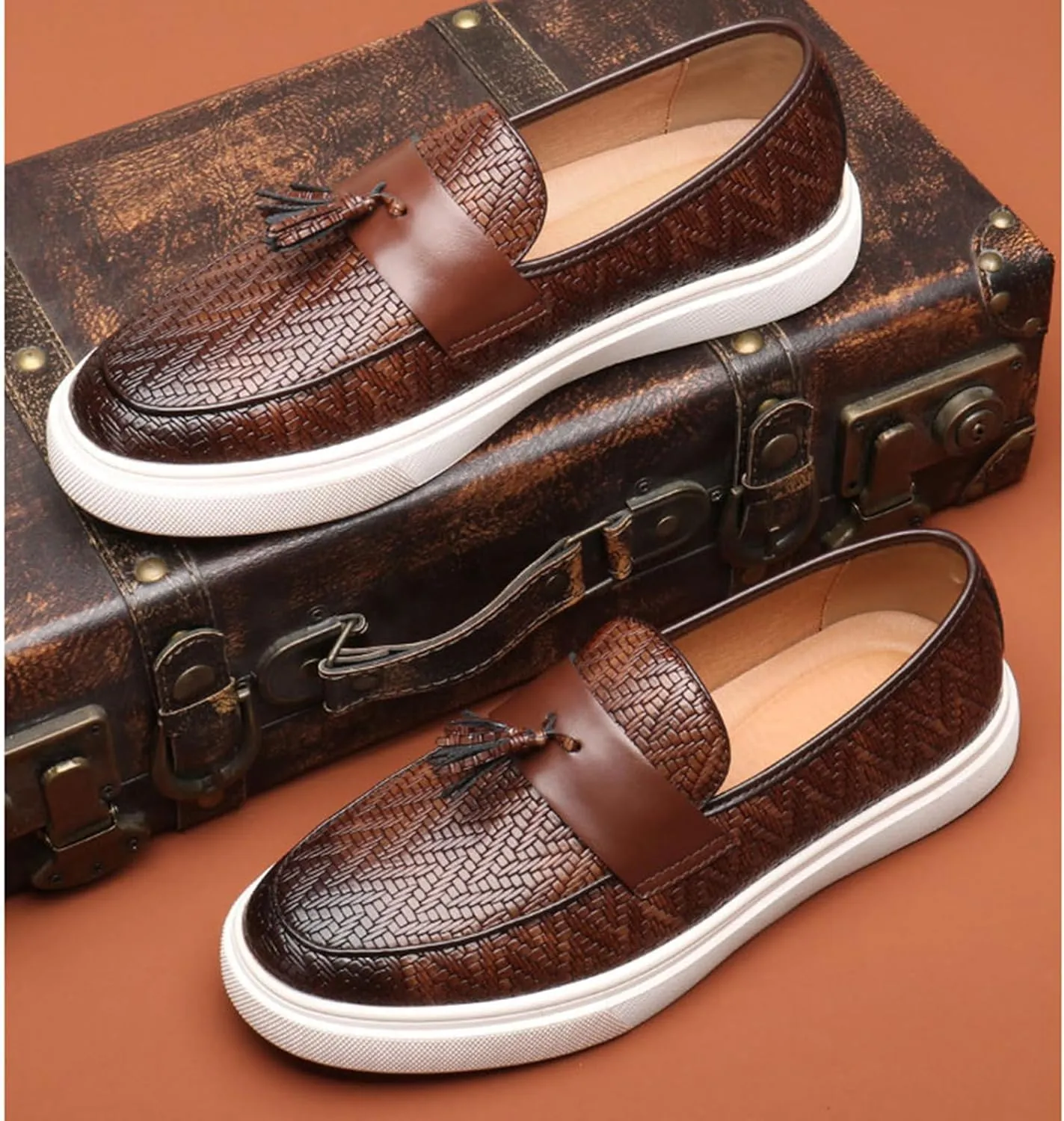 Men's Dress Penny Loafers, Mens Business Formal Leather Loafer Shoes, Casual Stylish Slip on Wedding Shoe for Men