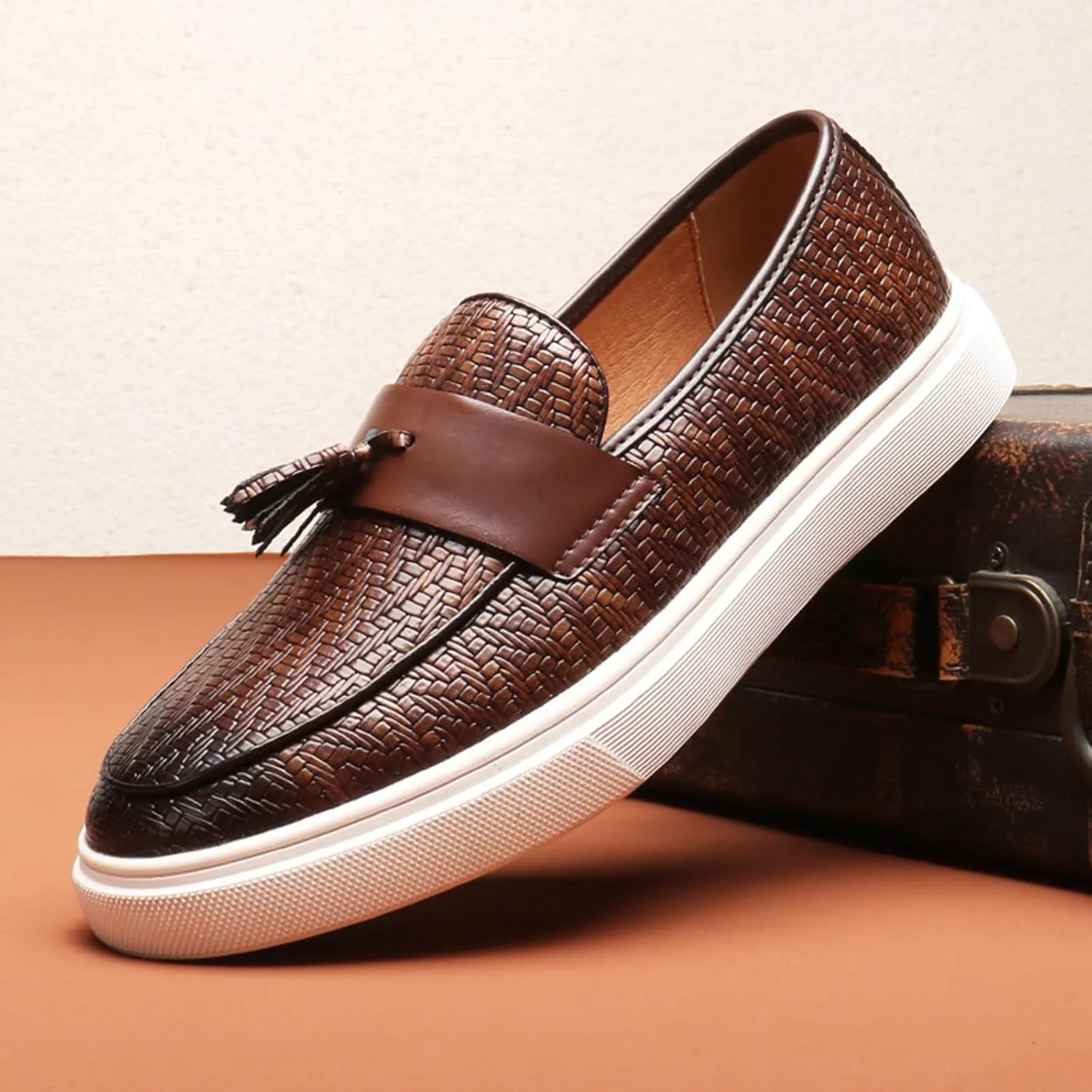 Men's Dress Penny Loafers, Mens Business Formal Leather Loafer Shoes, Casual Stylish Slip on Wedding Shoe for Men