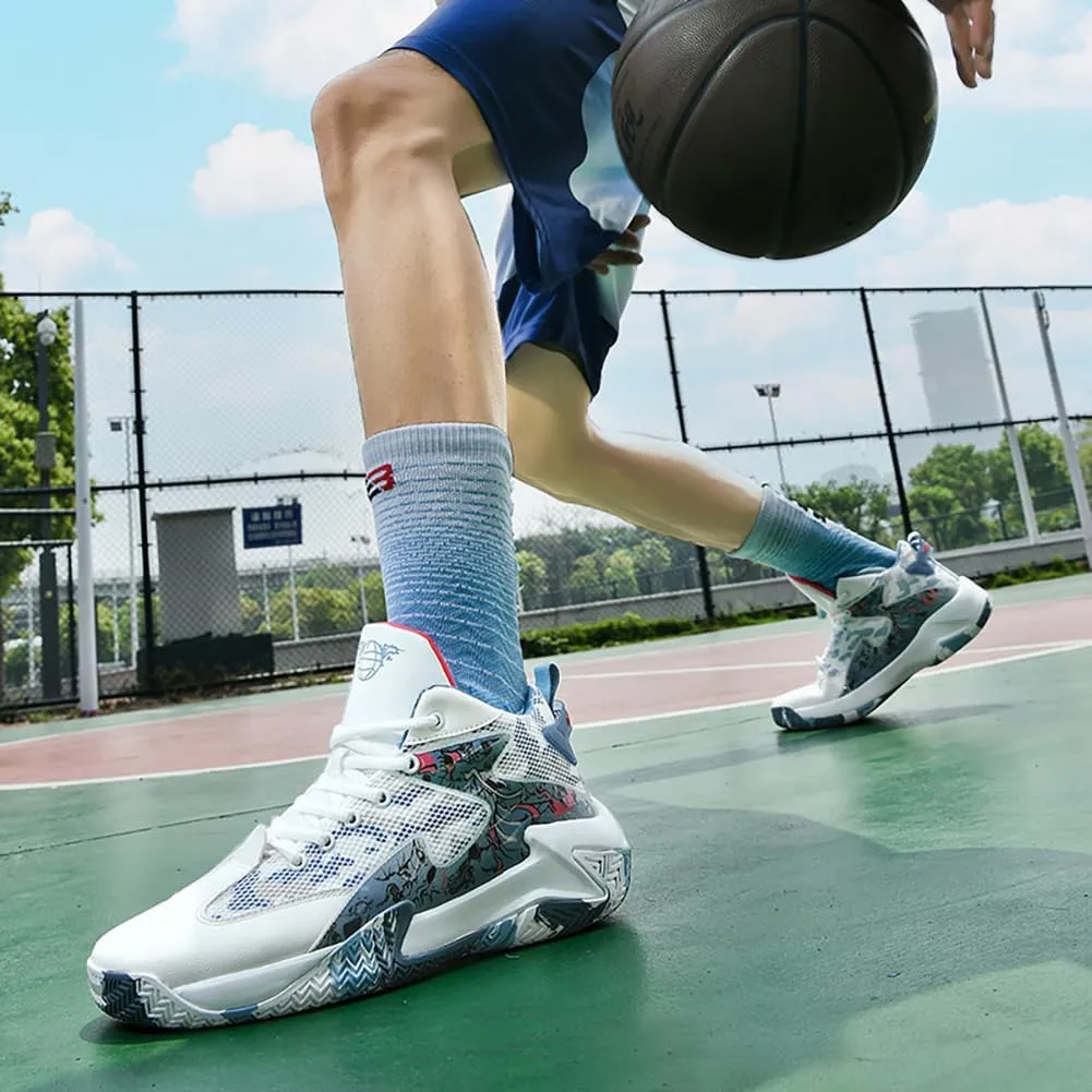 Mens High Top Basketball Shoes - Non-Slip Breathable Outdoor Sneakers with Stylish Design for Sports Training, Running and More