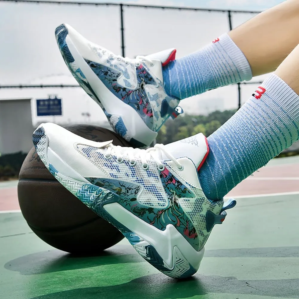 Mens High Top Basketball Shoes - Non-Slip Breathable Outdoor Sneakers with Stylish Design for Sports Training, Running and More