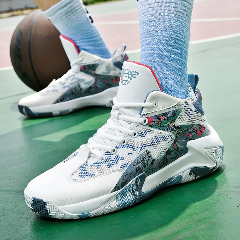 Mens High Top Basketball Shoes - Non-Slip Breathable Outdoor Sneakers with Stylish Design for Sports Training, Running and More