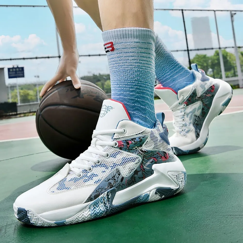Mens High Top Basketball Shoes - Non-Slip Breathable Outdoor Sneakers with Stylish Design for Sports Training, Running and More