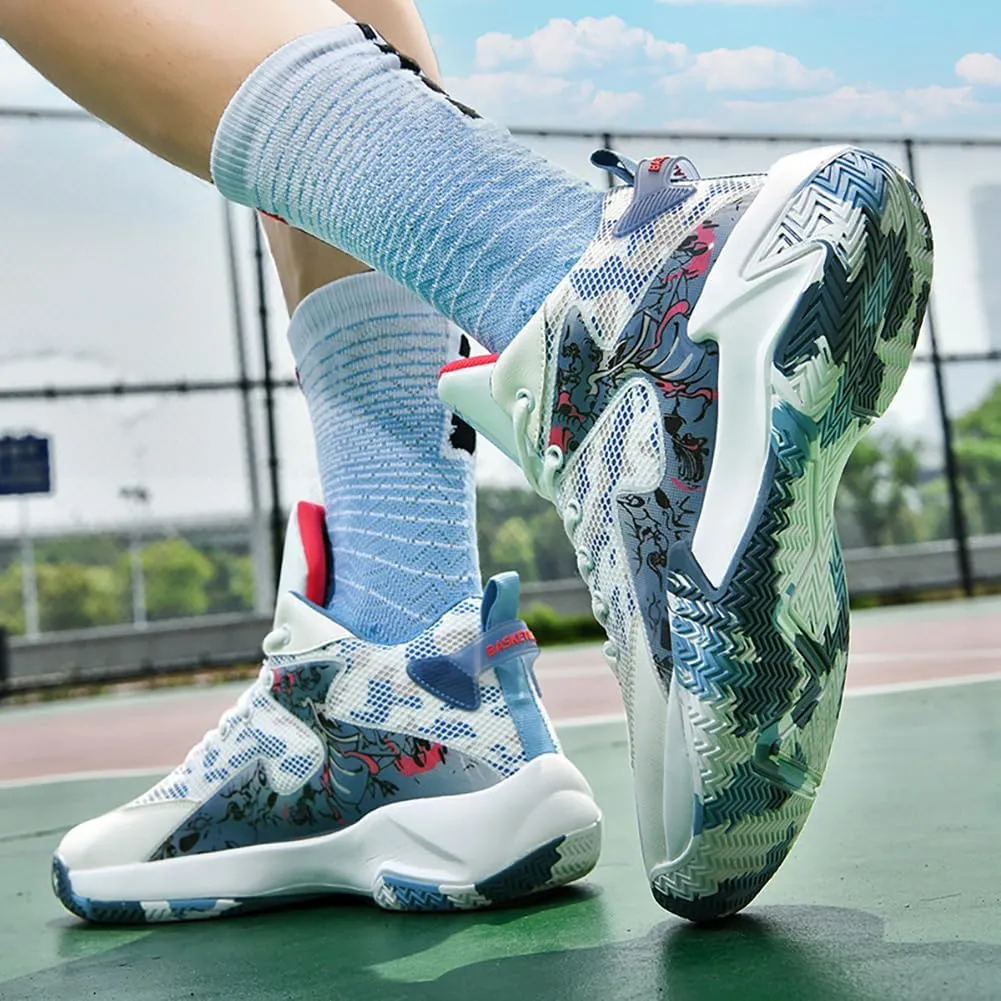 Mens High Top Basketball Shoes - Non-Slip Breathable Outdoor Sneakers with Stylish Design for Sports Training, Running and More