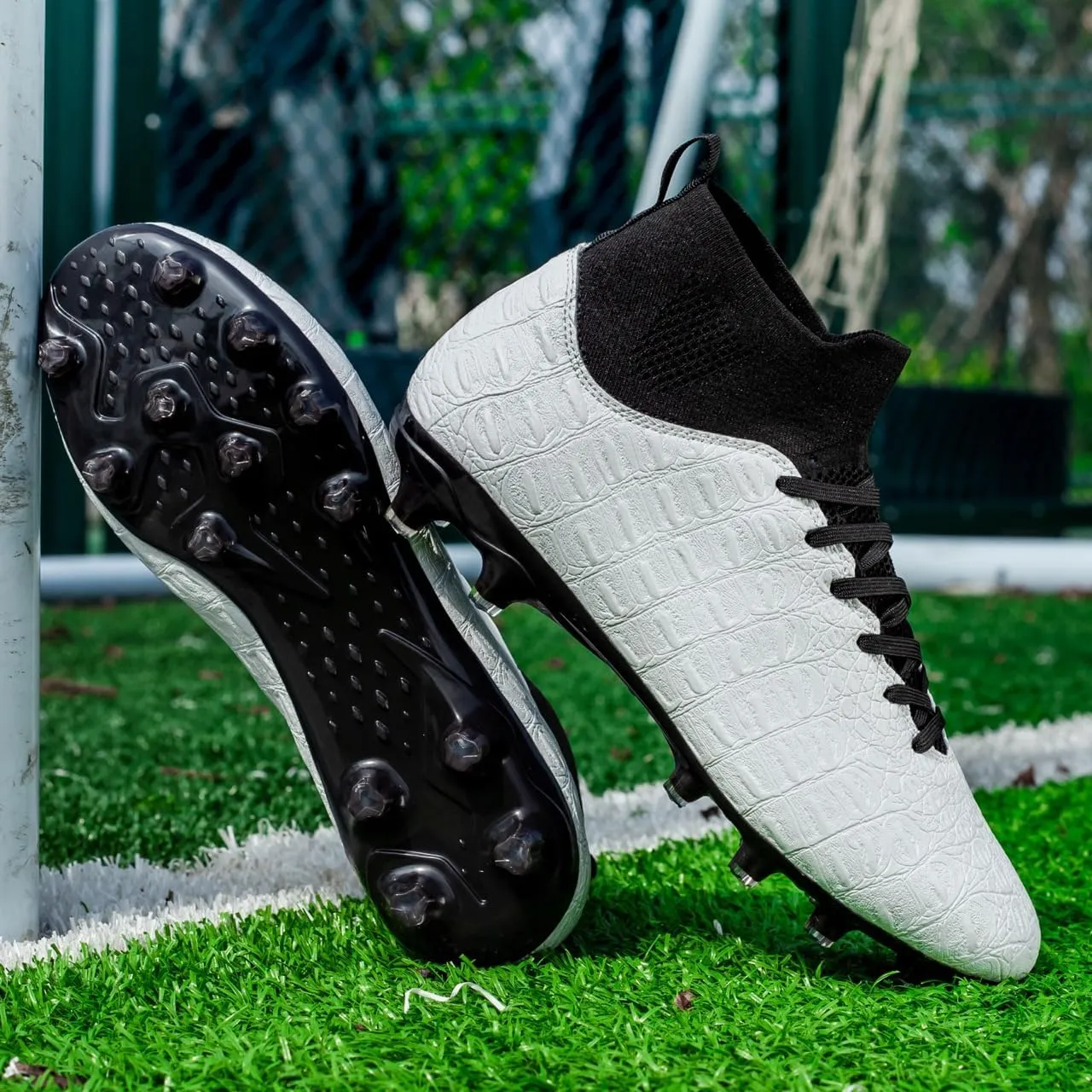 Men's High-Top Soccer Cleats for Youth & Kids ?C Lightweight Football Cleats for Firm Ground & Turf ?C Durable Training Futsal Shoes, Athletic Boys' Football Shoes for Indoor & Outdoor Play