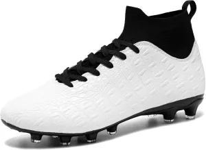 Men's High-Top Soccer Cleats for Youth & Kids ?C Lightweight Football Cleats for Firm Ground & Turf ?C Durable Training Futsal Shoes, Athletic Boys' Football Shoes for Indoor & Outdoor Play
