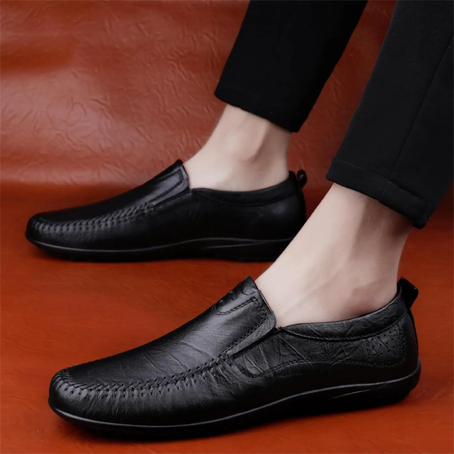 Men's Leather Driving Slip-on Penny Loafers Shoes Soft Lightweight