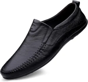 Men's Leather Driving Slip-on Penny Loafers Shoes Soft Lightweight