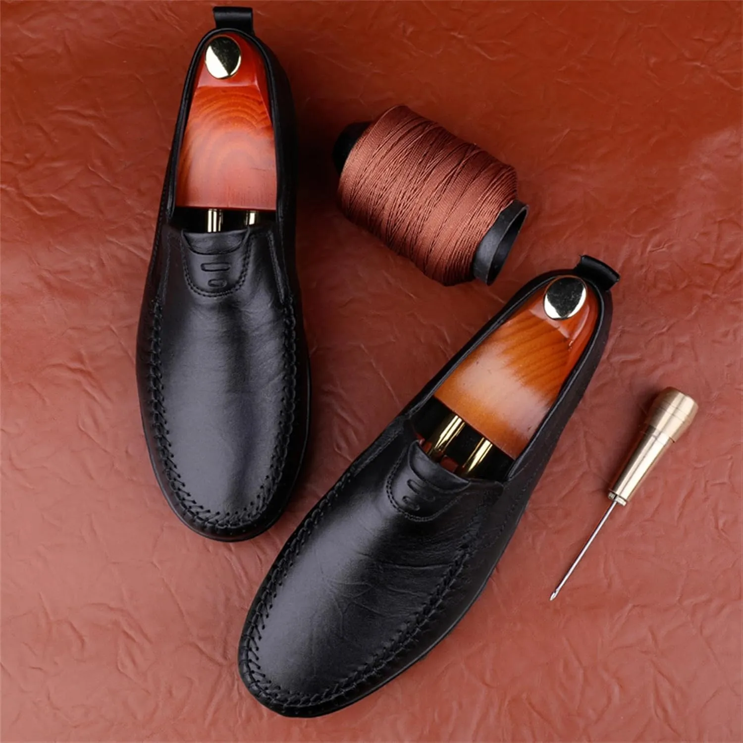 Men's Leather Driving Slip-on Penny Loafers Shoes Soft Lightweight