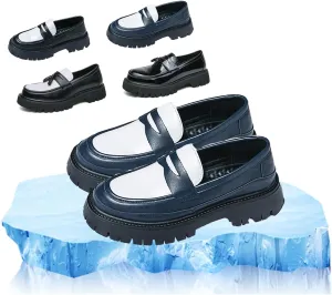 Mens Leather Slip-On Platform Dress Tassels Loafers Non-Slip Low Top Round Toe Chunky Penny Shoes Fashion for Business Casual Dress Prom Party