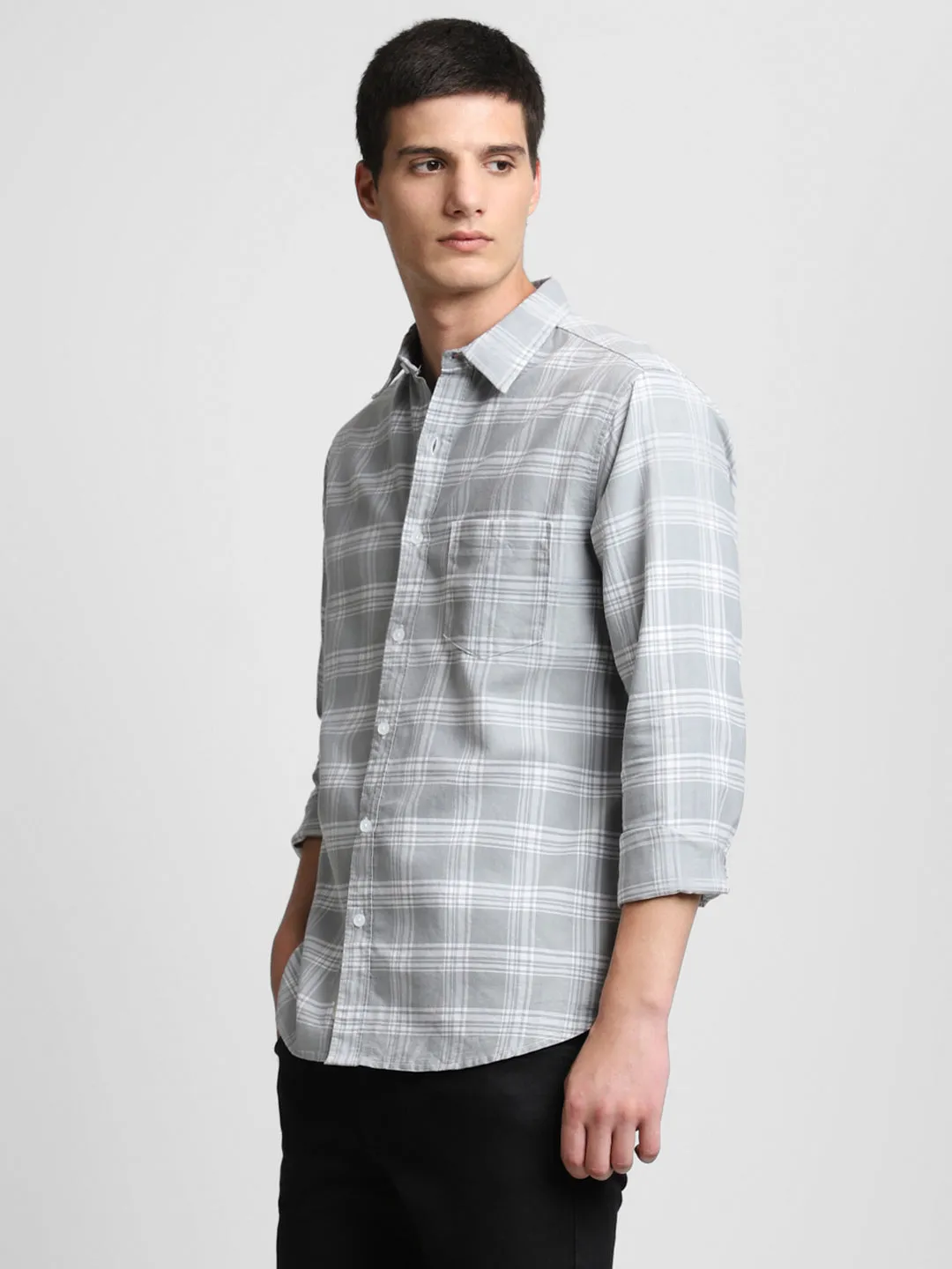 Men's Light Grey Casual Shirt