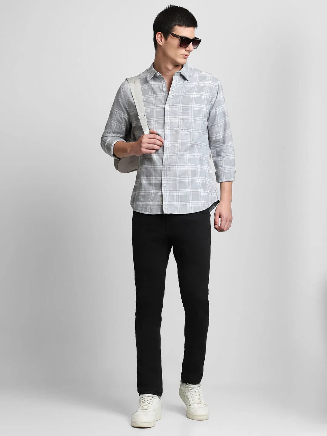 Men's Light Grey Casual Shirt