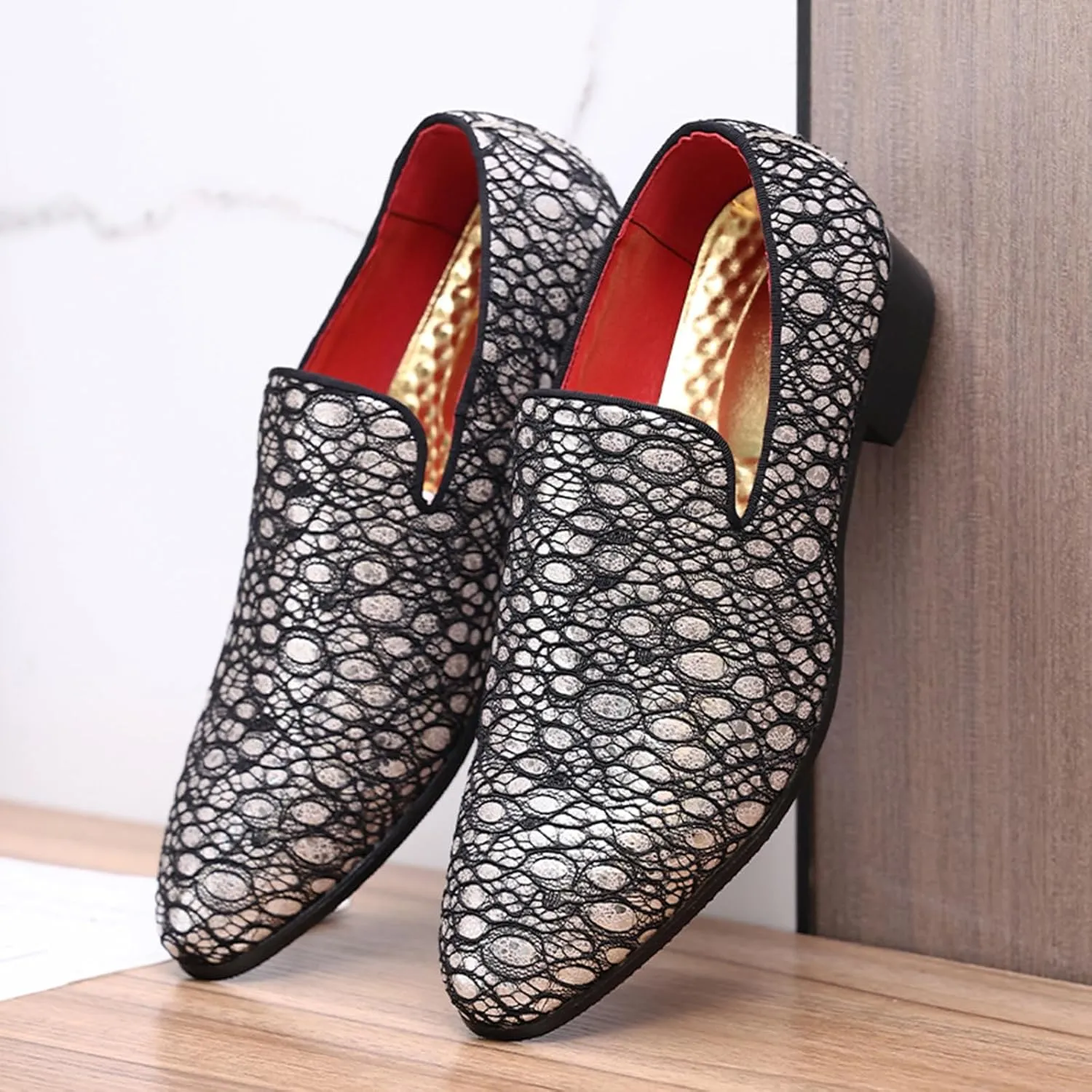 Mens Loafers Dress Shoes Slip on Driving Shoes Fashion Tuxedo Suit Shoes