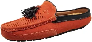 Mens Loafers Shoes Genuine Leather Tassel Stitching Details Perforated Breathable Flexible Comfortable Lightweight Flat Heel Slip Resistant