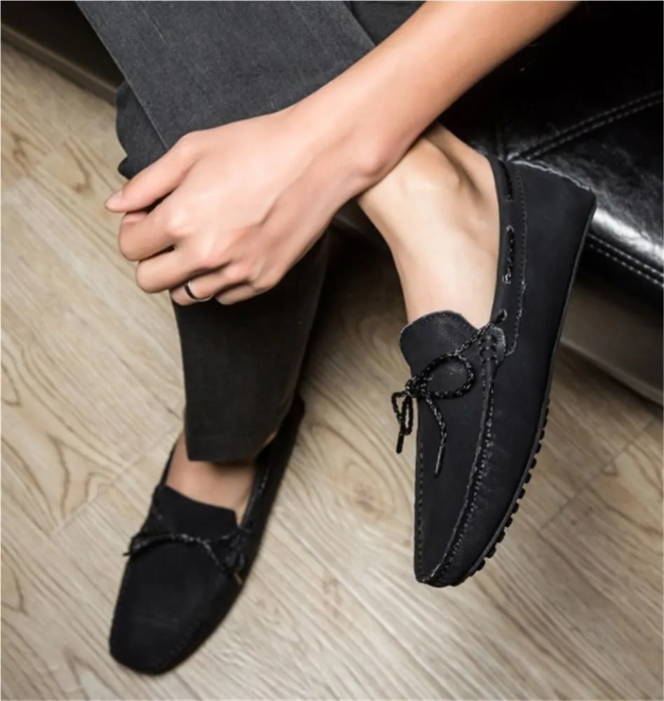 Mens Loafers Square Toe Faux Leather Driving Moccasins Boat Shoes Comfortable Anti-Slip Flexible Prom Outdoor Slip On
