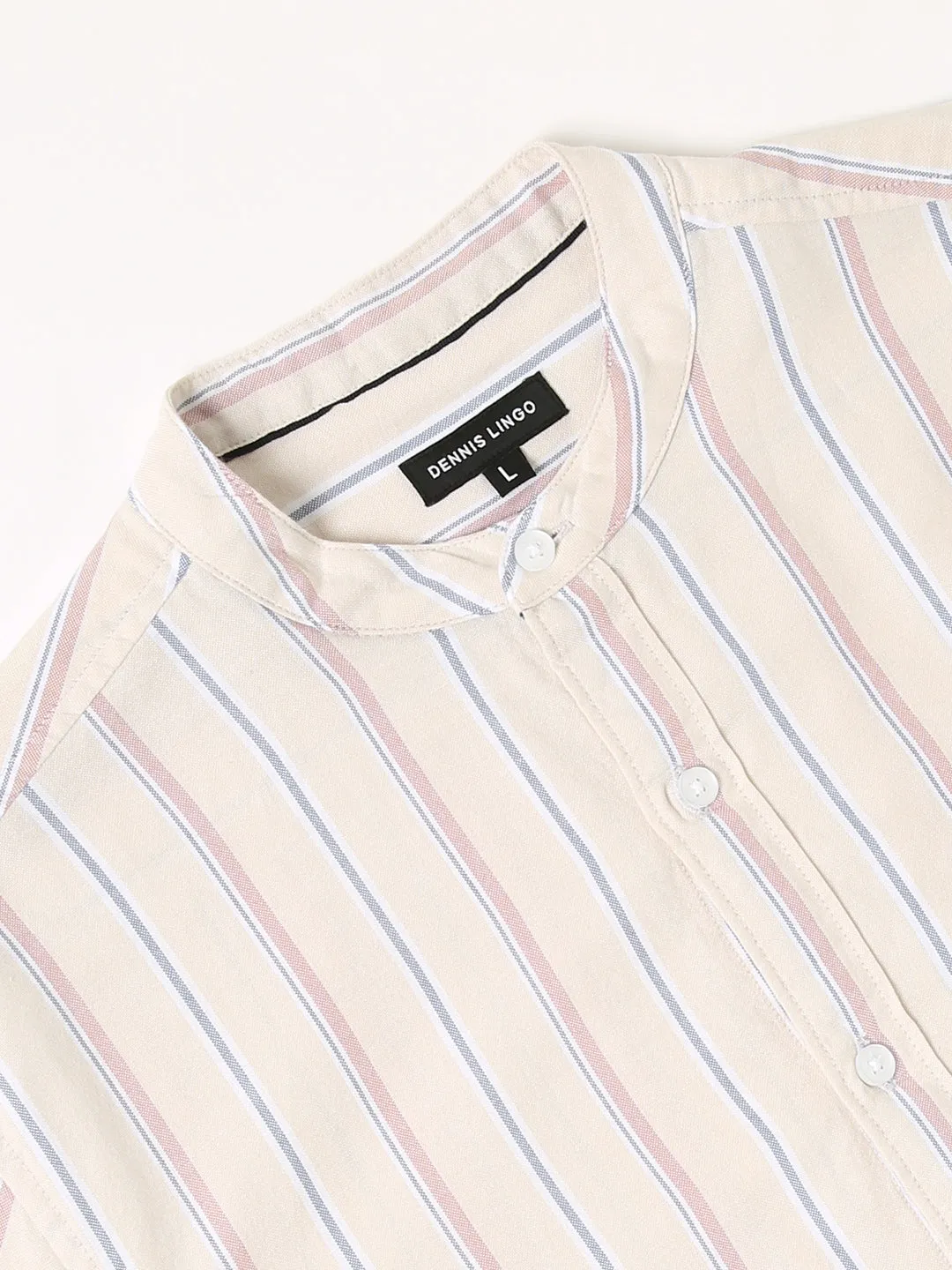 Men's Mandarin Collar Full Sleeves Khaki Shirt