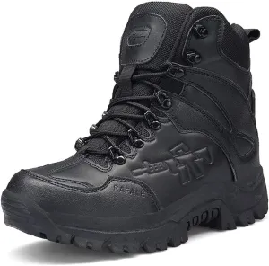 Men's Military and Tactical Combat Ankle Boots Lace up and Zipper Bootie Casual Outdoor Hiking Hunting Shoes Police Training Oxfords
