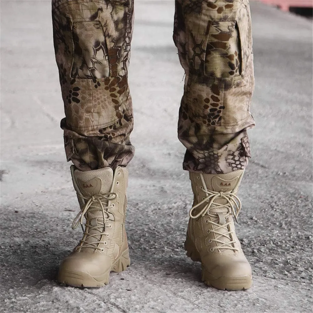 Men's Military and Tactical Combat Ankle Boots Lace up and Zipper Bootie Casual Outdoor Hiking Hunting Shoes Police Training Oxfords
