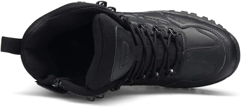 Men's Military and Tactical Combat Ankle Boots Lace up and Zipper Bootie Casual Outdoor Hiking Hunting Shoes Police Training Oxfords