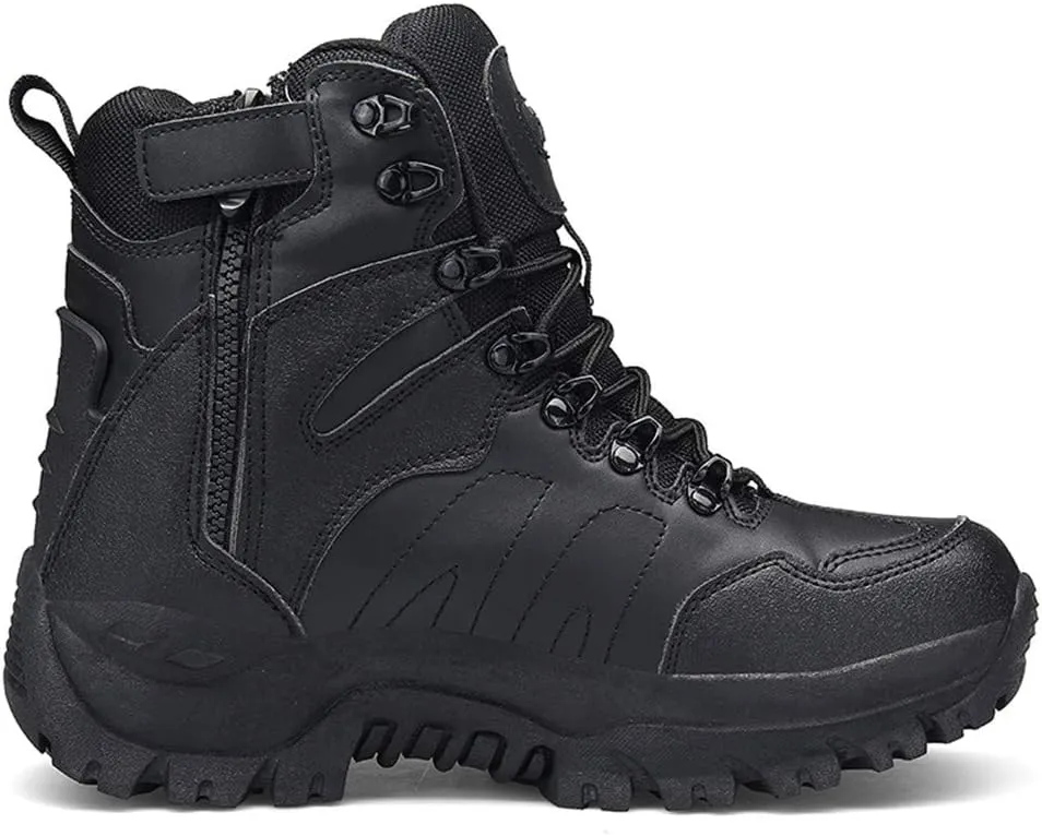 Men's Military and Tactical Combat Ankle Boots Lace up and Zipper Bootie Casual Outdoor Hiking Hunting Shoes Police Training Oxfords