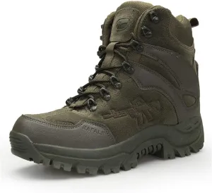 Men's Military and Tactical Combat Ankle Boots Lace up and Zipper Bootie Casual Outdoor Hiking Hunting Shoes Police Training Oxfords