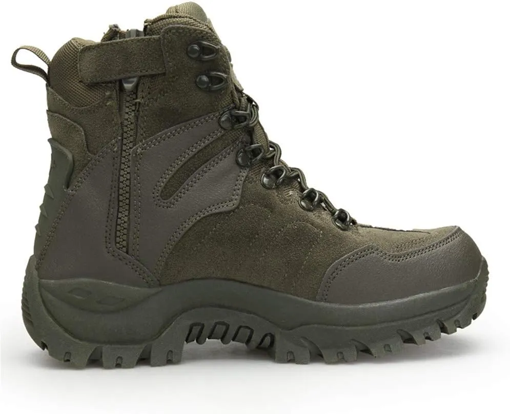Men's Military and Tactical Combat Ankle Boots Lace up and Zipper Bootie Casual Outdoor Hiking Hunting Shoes Police Training Oxfords