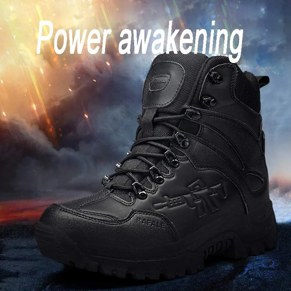 Men's Military and Tactical Combat Ankle Boots Lace up and Zipper Bootie Casual Outdoor Hiking Hunting Shoes Police Training Oxfords