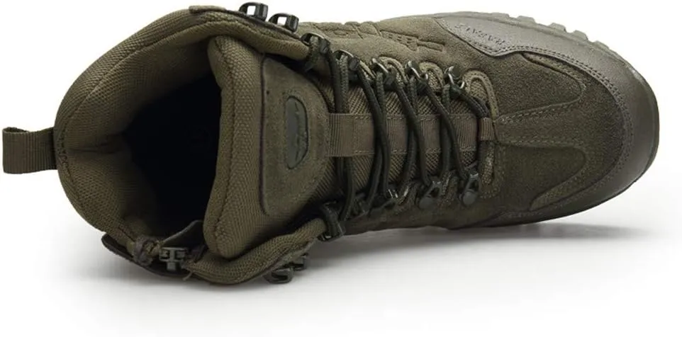Men's Military and Tactical Combat Ankle Boots Lace up and Zipper Bootie Casual Outdoor Hiking Hunting Shoes Police Training Oxfords