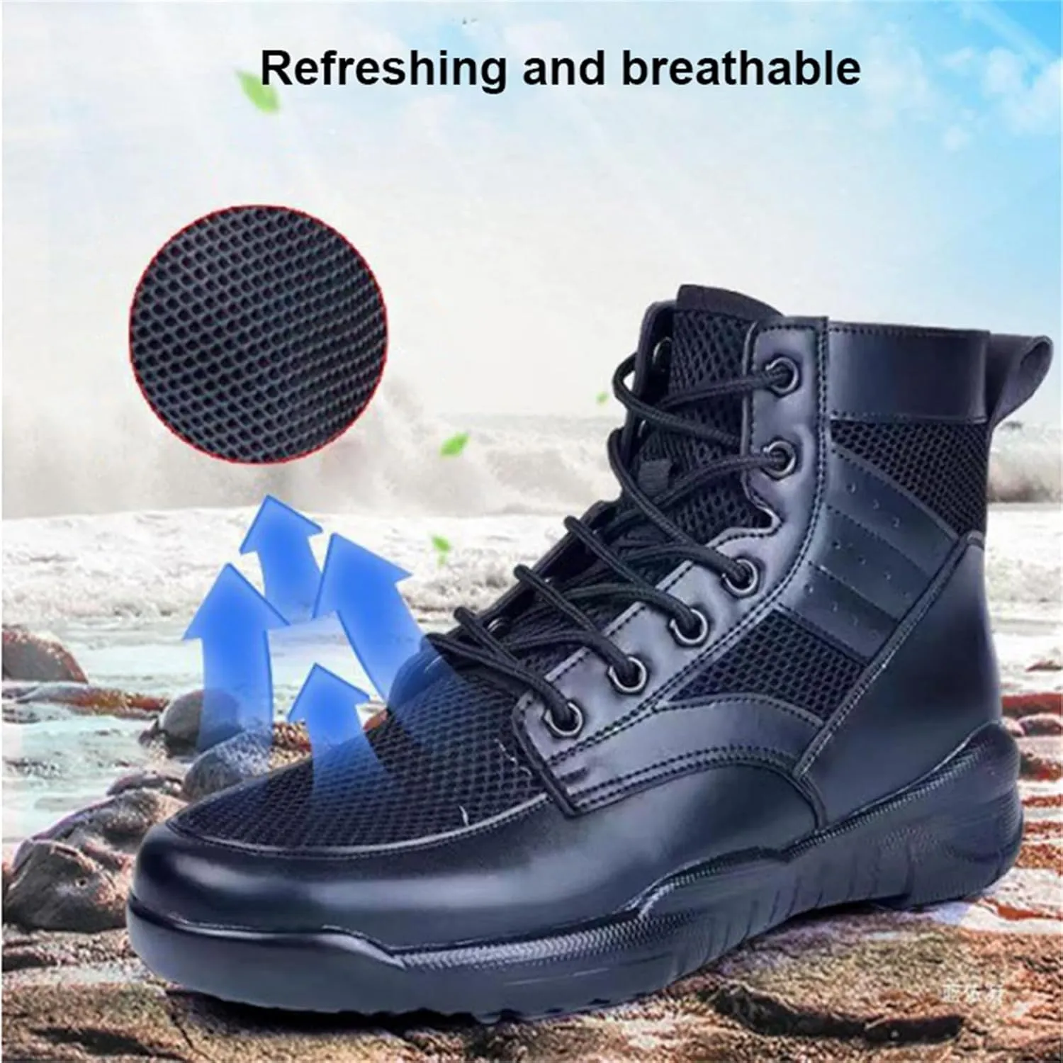 Men's Military Tactical Boots, with Side Zipper, Lightweight Comfortable Boots,Low Cut Training Shoes, for Work All Day Motorcycle Combat Hiking Boots