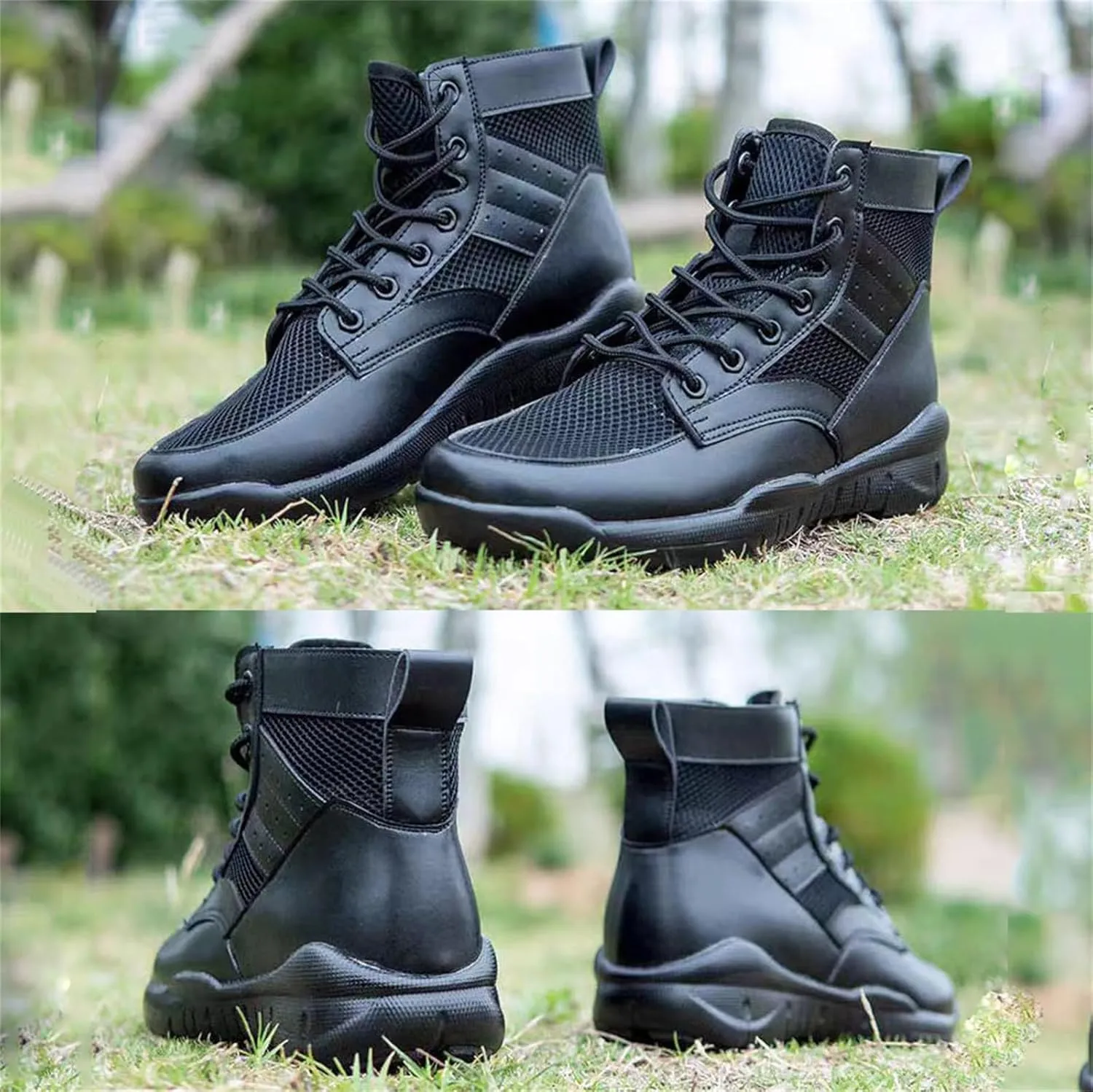 Men's Military Tactical Boots, with Side Zipper, Lightweight Comfortable Boots,Low Cut Training Shoes, for Work All Day Motorcycle Combat Hiking Boots