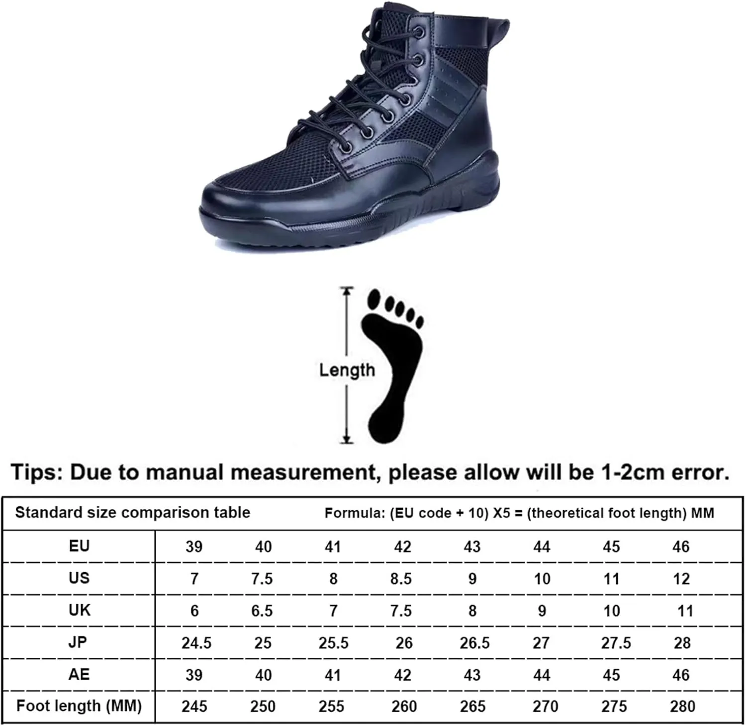 Men's Military Tactical Boots, with Side Zipper, Lightweight Comfortable Boots,Low Cut Training Shoes, for Work All Day Motorcycle Combat Hiking Boots