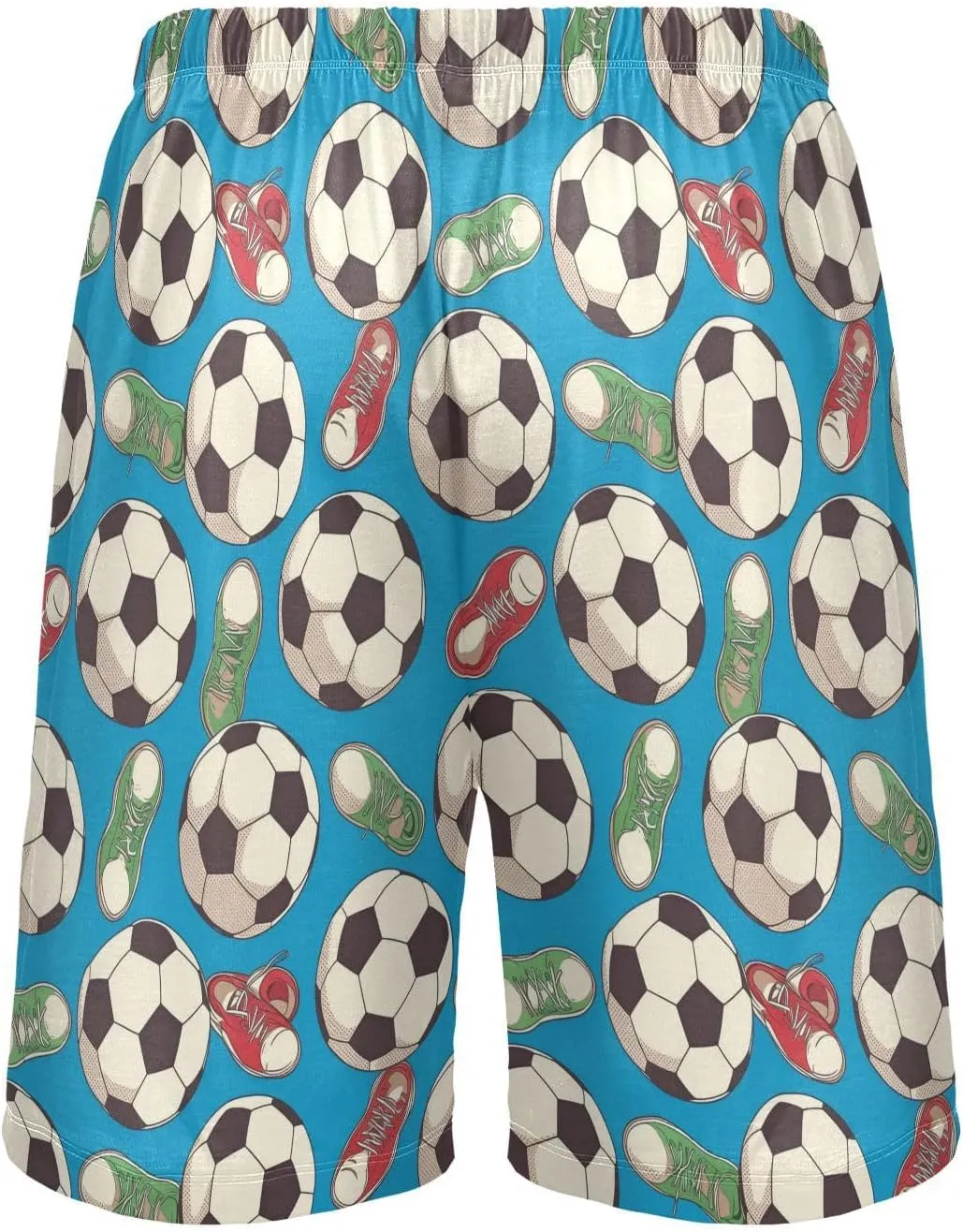 Mens Pajama Shorts Soccer Sleep Shorts Men Balls Shoes Pajama Bottoms With Pockets Drawstring Lounge S
