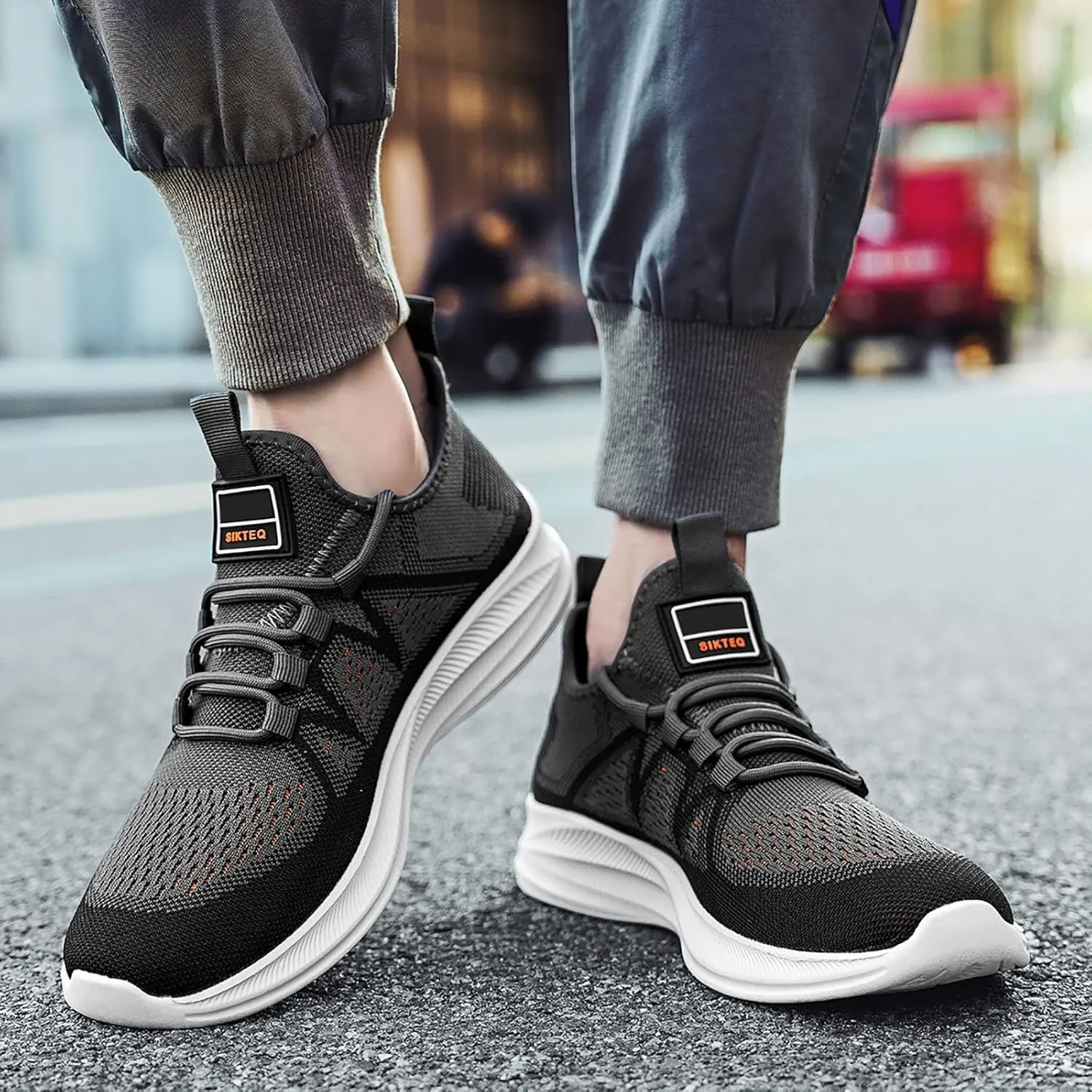 Men's Reathable Stretch Canvas Shoes Breathable Elastic Fly Woven Mesh Sneaker Convenient Elderly Slip on Shoes