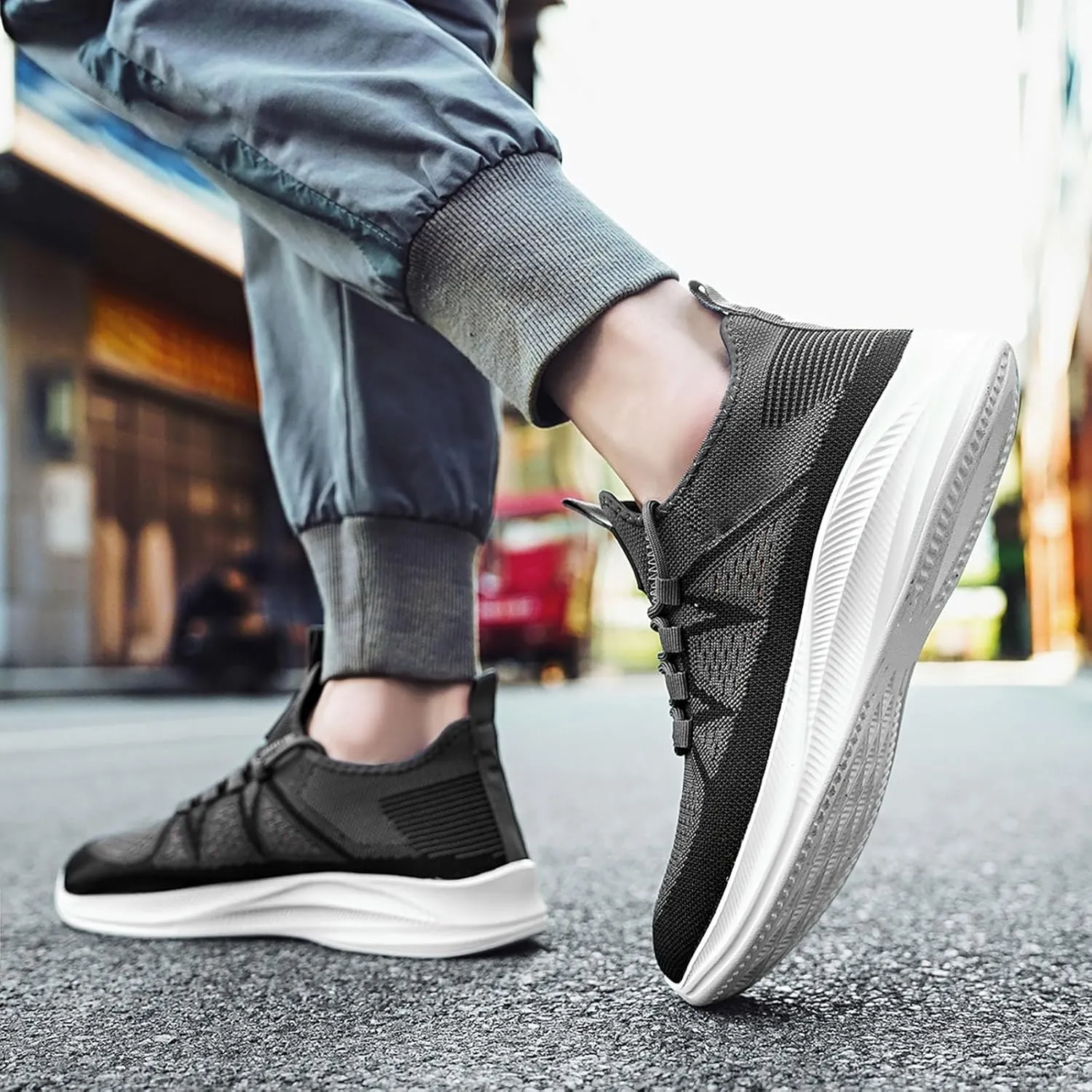 Men's Reathable Stretch Canvas Shoes Breathable Elastic Fly Woven Mesh Sneaker Convenient Elderly Slip on Shoes