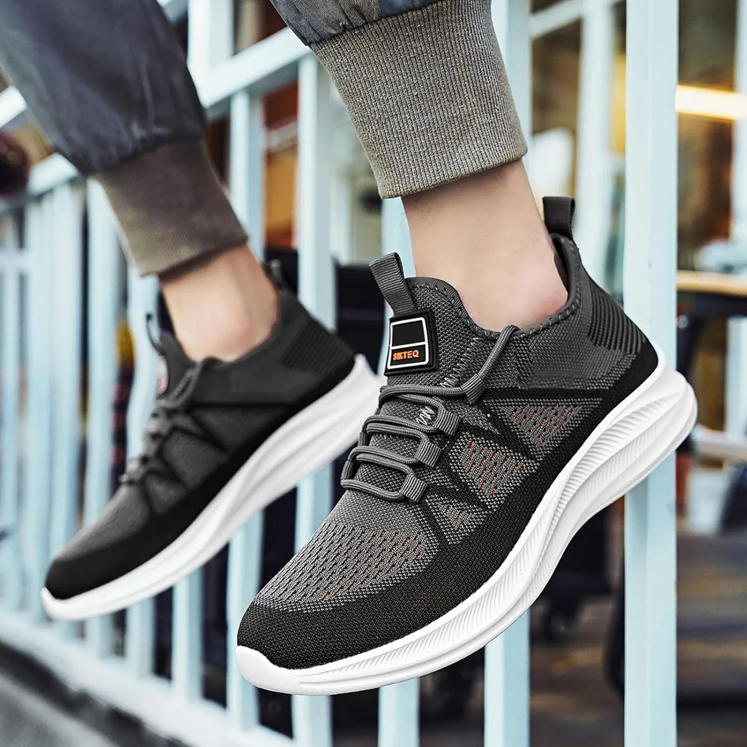 Men's Reathable Stretch Canvas Shoes Breathable Elastic Fly Woven Mesh Sneaker Convenient Elderly Slip on Shoes