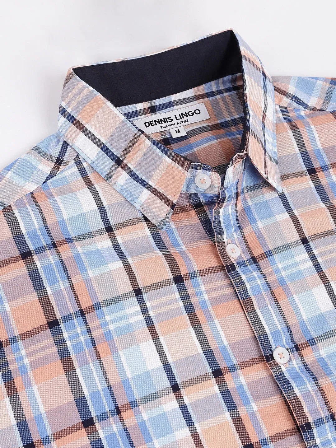 Men's Regular Collar Slim Fit Checks Black Casual Shirt