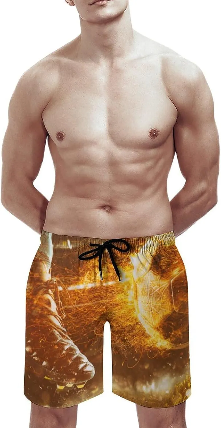 Men's Short Swim Trunks Pink Tulips Landscape Quick Dry Bathing Suit Beach Swimsuits