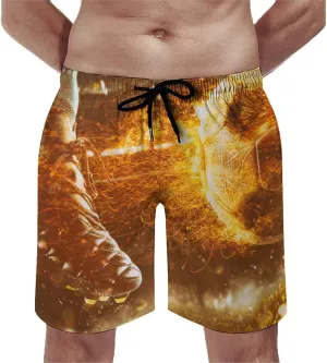 Men's Short Swim Trunks Pink Tulips Landscape Quick Dry Bathing Suit Beach Swimsuits