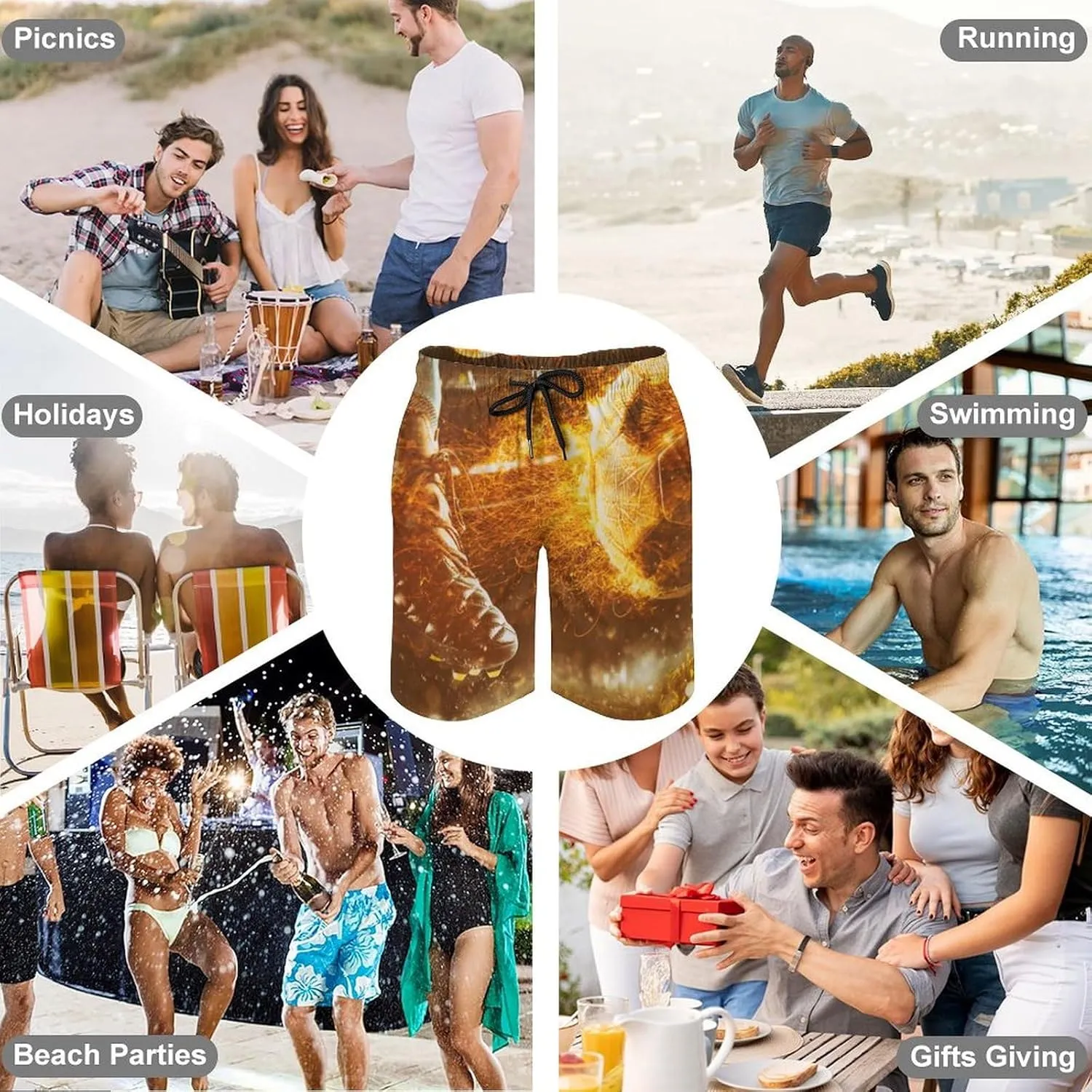 Men's Short Swim Trunks Pink Tulips Landscape Quick Dry Bathing Suit Beach Swimsuits