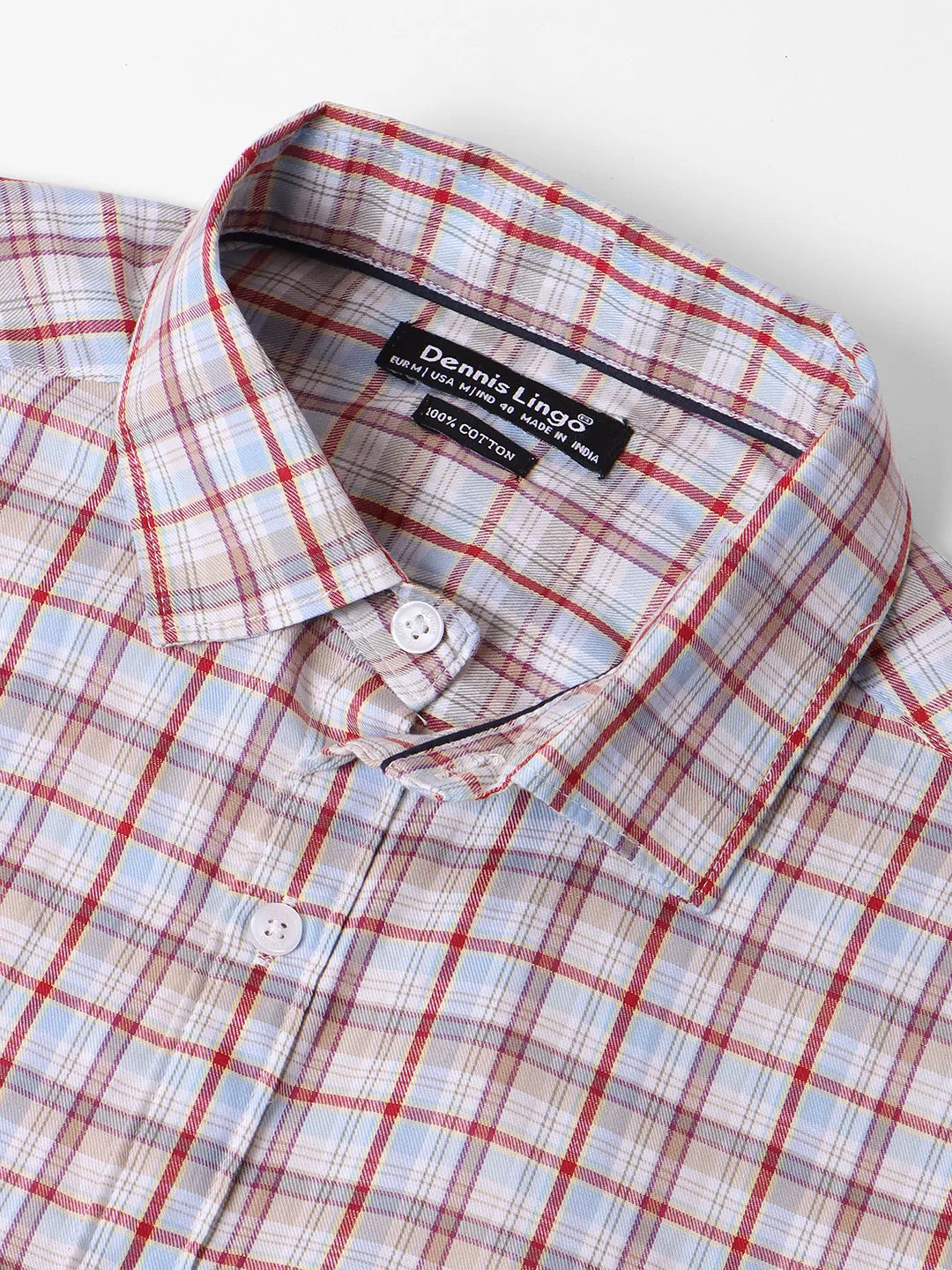 Men's Slim Fit Checked Cotton Casual Shirt