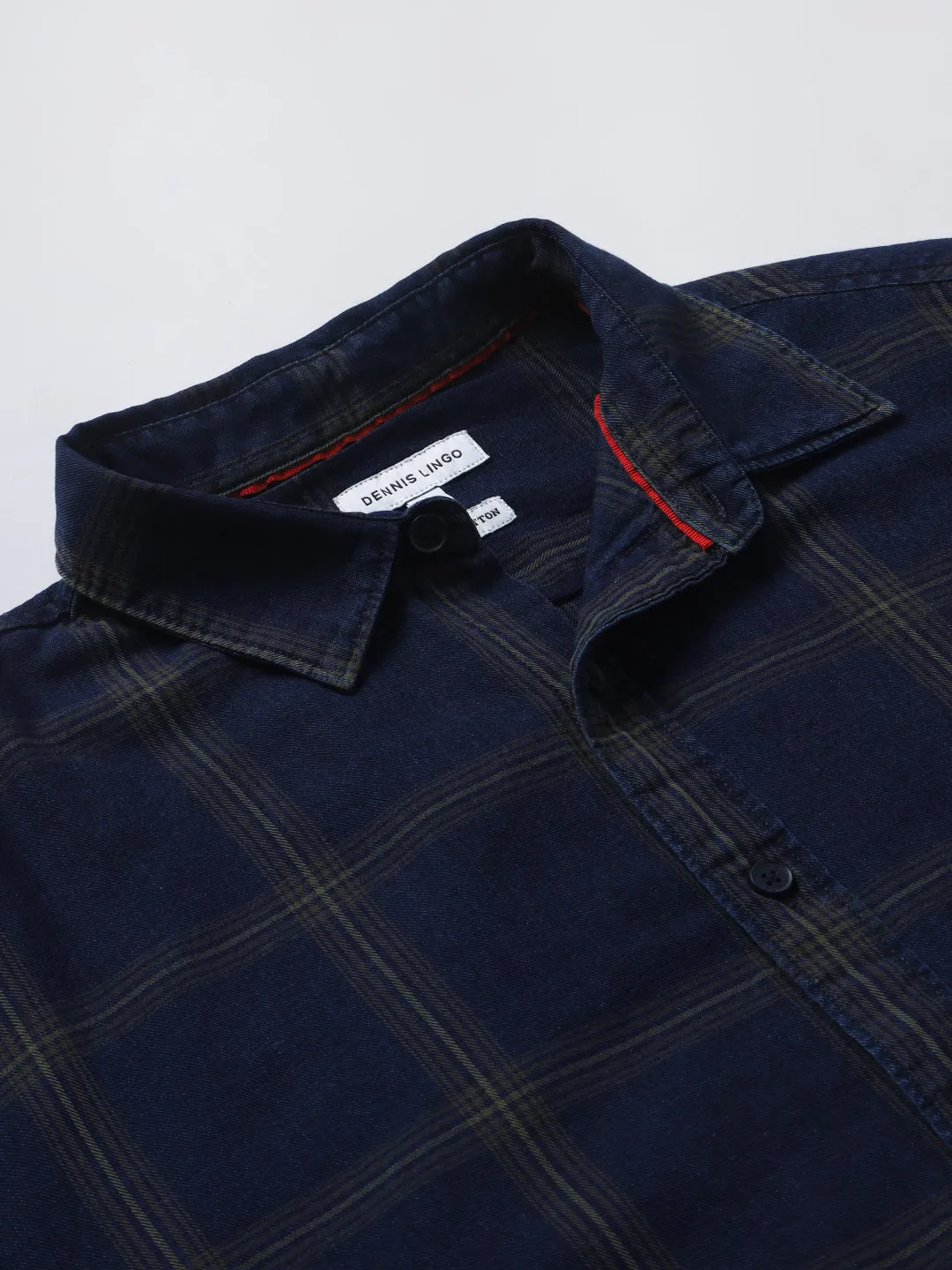 Men's Slim Fit Green Checkered Spread Collar & Full Sleeves Casual Shirt